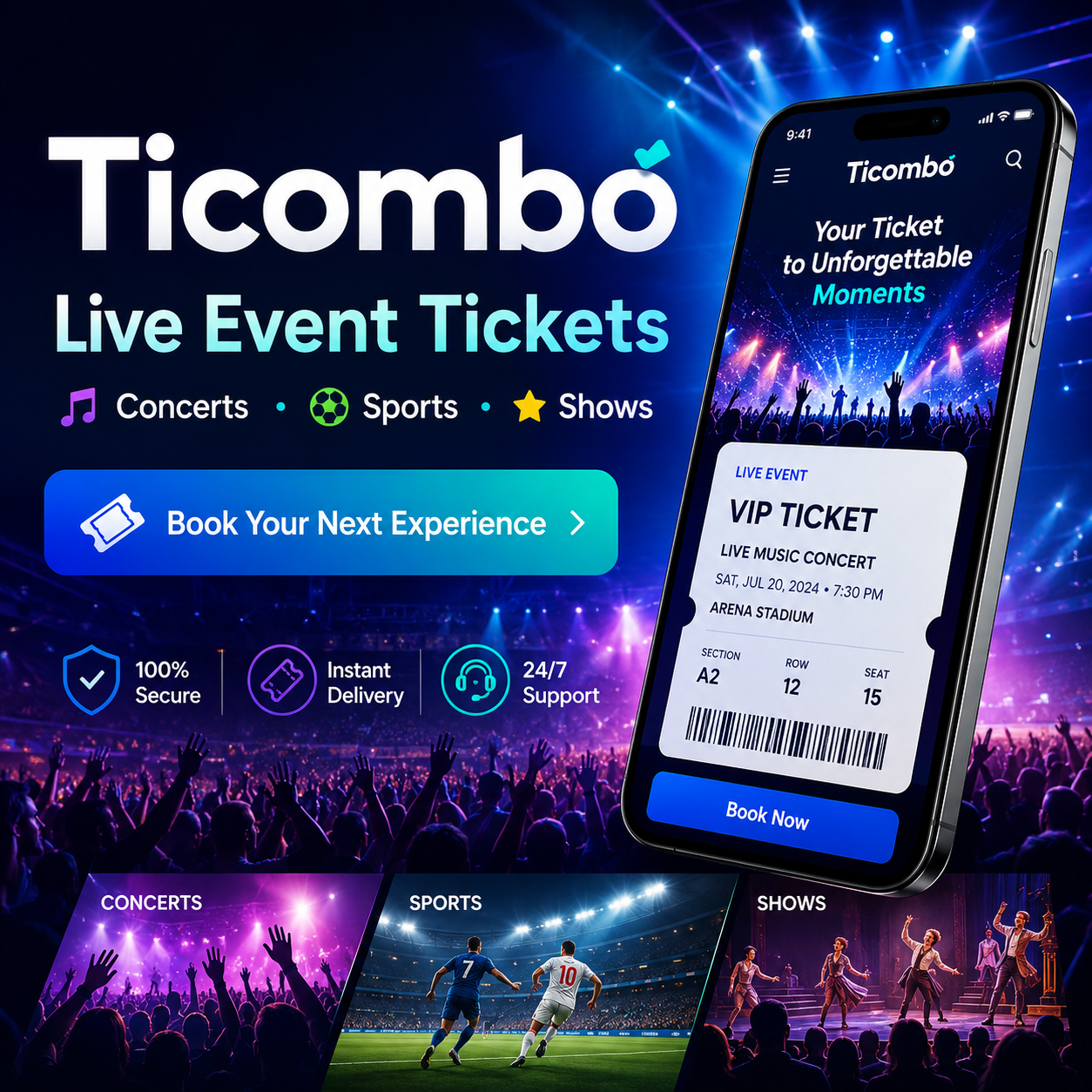 Ticombo live event tickets for concerts, sports, and shows